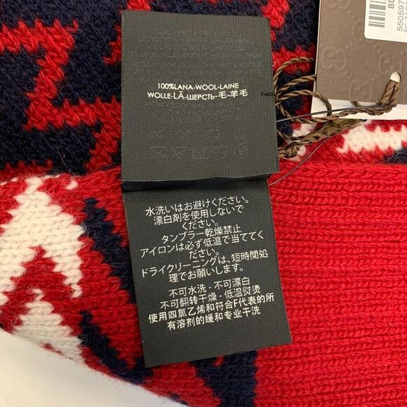 NWT Gucci Zigzag Wool Scarf In Red - Picture 10 of 11
